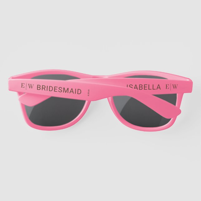 Elegant Simple Peach Monogram Wedding Sunglasses (Back)