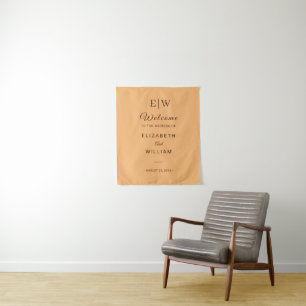 Elegant Simple Peach Monogram Wedding Tapestry