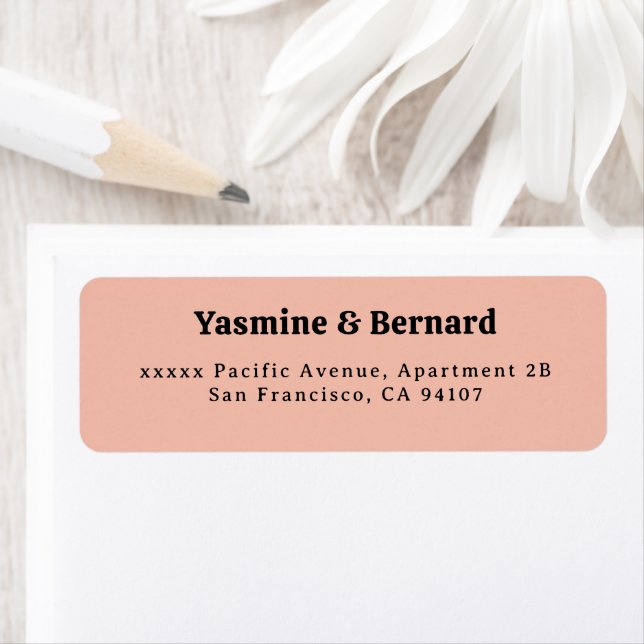 Elegant Simple Peach Wedding Return Address Return Address Label (Insitu)