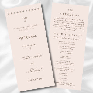Elegant Simple Pearl Christian Wedding Program
