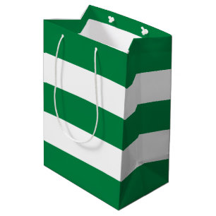 Elegant Simple Peppermint Green White Stripes Medium Gift Bag