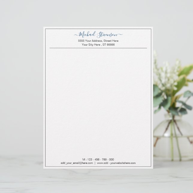 Elegant Simple Personalised Custom Business Name Letterhead (Standing Front)