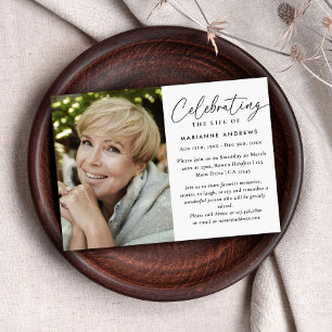 Elegant Simple Photo Celebration of Life Memorial Invitation