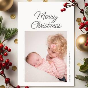 Elegant Simple Photo Merry Christmas Holiday Card