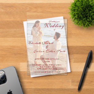 Elegant Simple Photo Minimal Romantic Acrylic Invitations