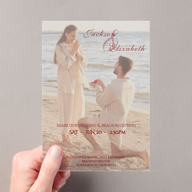 Elegant Simple Photo Minimal Romantic Wedding Acrylic Invitations (Insitu (Handheld))