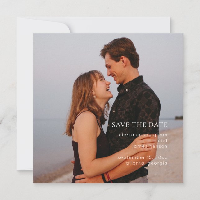 Elegant Simple Photo  Save The Date (Front)