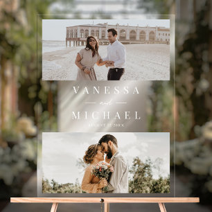 Elegant Simple Photo Wedding Acrylic Sign