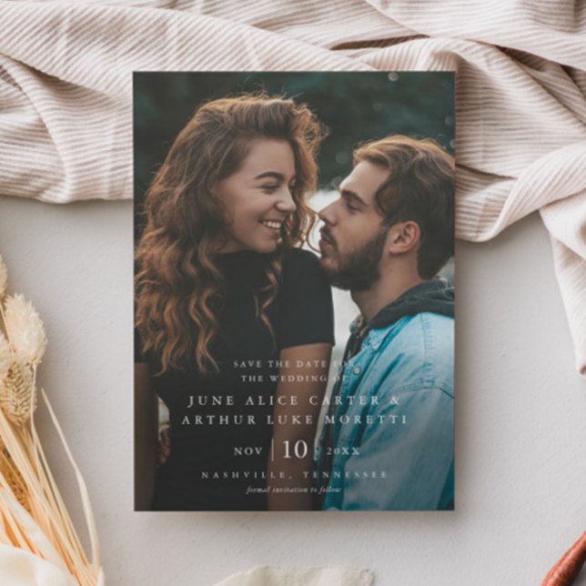 Elegant Simple Photo Wedding Save the Date Magnetic Invitation (Minimal Photo Wedding Save the Date Magnetic Invitations.)