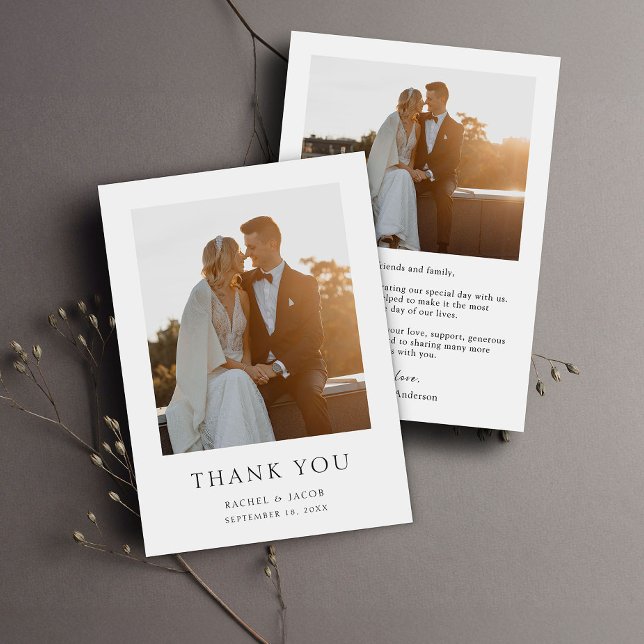 Elegant Simple Photo Wedding  Thank You Card (Creator Uploaded)