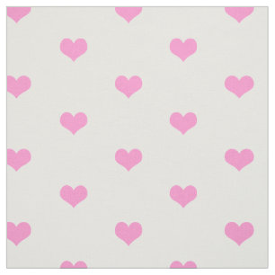 Elegant Simple Pink and White Hearts Pattern Fabric