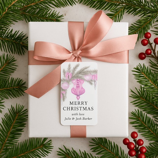 Elegant Simple Pink Bow Christmas Botanical (Creator Uploaded)