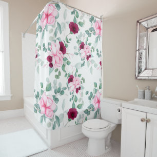 Elegant Simple Pink floral Shower Curtain