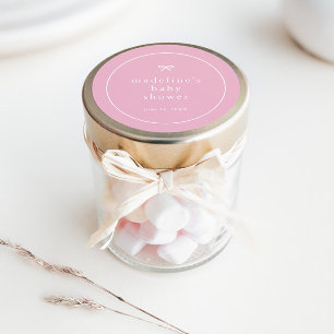 Elegant Simple Pink Girls Baby Shower Classic Round Sticker