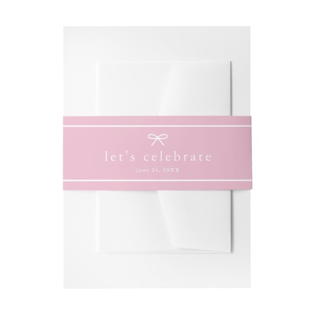 Elegant Simple Pink Girls Baby Shower Invitation Belly Band (Front Example)