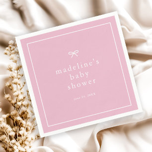 Elegant Simple Pink Girls Baby Shower Napkin