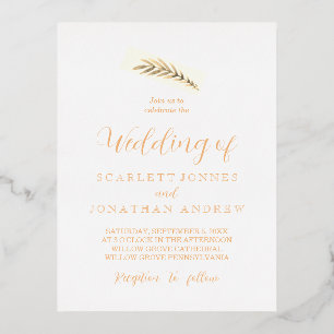 Elegant Simple Plant Wedding Foil Holiday Postcard