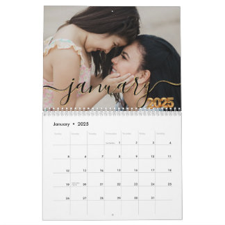 Elegant Simple Playful Script Family Photos Calendar