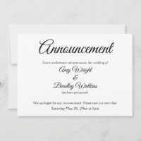 Elegant, Simple Postponed Wedding Announcement