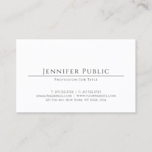 Elegant Simple Professional Modern White Template Business Card