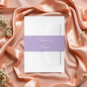Elegant Simple Purple Script Wedding Invitation Belly Band