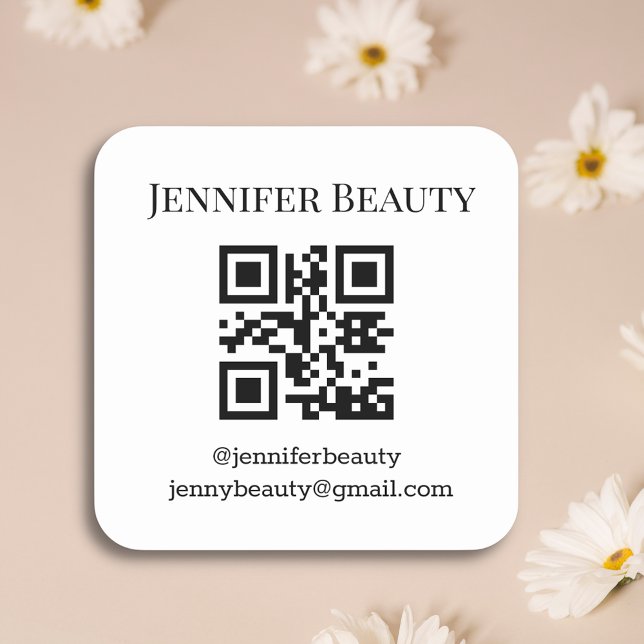 elegant simple qr code small business  square sticker (Creator Uploaded)