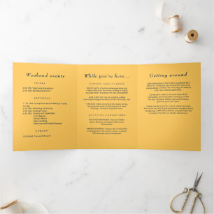 Elegant Simple Ray Flower with Monogram Wedding Tri-Fold Programme