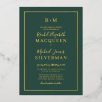 Elegant Simple Real Gold Border Green Wedding