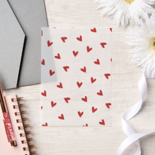 Elegant & Simple Red Heart Pattern Vellum Invitations
