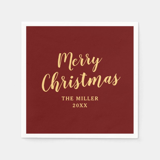 Elegant Simple Red Merry Christmas  Napkin (Front)