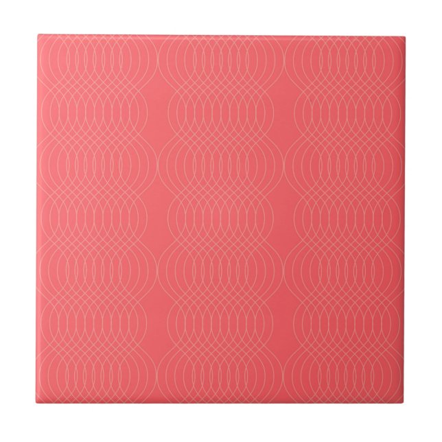 Elegant, simple, red, modern wavy lines ceramic tile (Front)