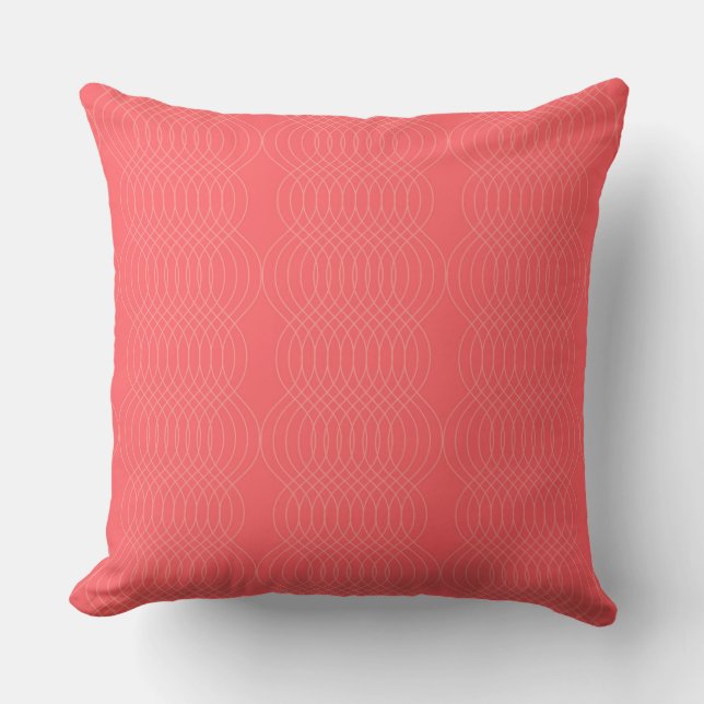 Elegant, simple, red, modern wavy lines cushion (Front)