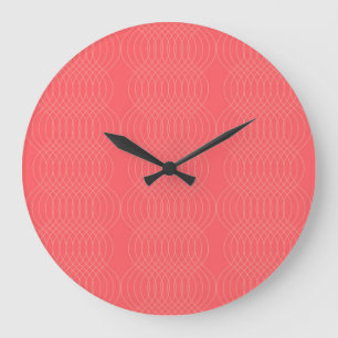 Elegant, simple, red, modern wavy lines large clock
