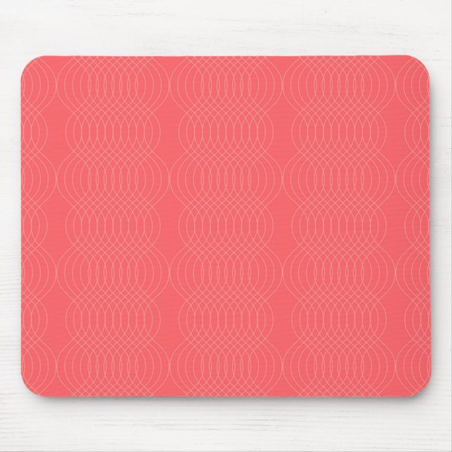 Elegant, simple, red, modern wavy lines mouse pad (Front)