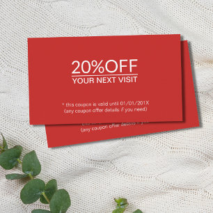 Elegant Simple Red White Beauty Salon Coupon