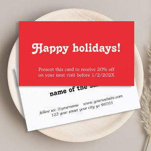 Elegant Simple Red White Bold Holiday Coupon