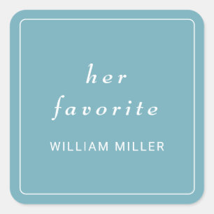 Elegant Simple Retro Blue with Monogram Wedding Square Sticker