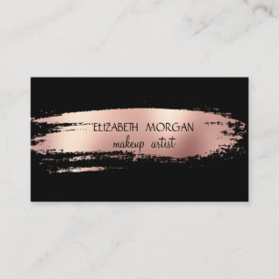 Elegant Simple Rose Gold Foil Brush Stroke,Black Business Card