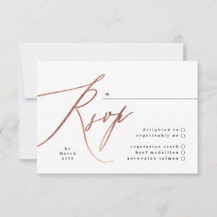 Elegant Simple Rose Gold Wedding RSVP Card