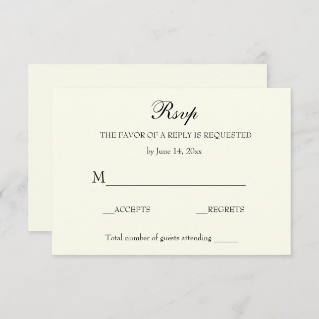 Elegant Simple RSVP Ivory (Front/Back)