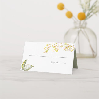 Elegant Simple Sage Gold Foliage Place Card