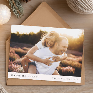 Elegant Simple Sage Green Minimal Christmas Photo Holiday Card