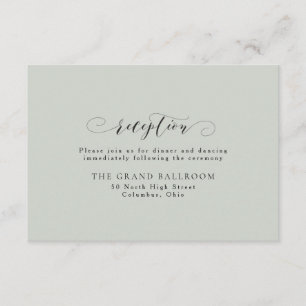 Elegant simple sage green wedding reception card