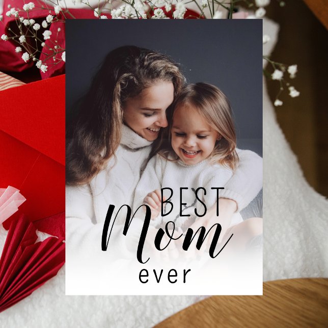 Elegant Simple Script Best Mum Ever Personalised  Holiday Card (Creator Uploaded)