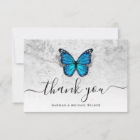 Elegant Simple Script Blue Butterfly