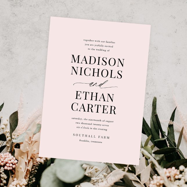 Elegant Simple Script Blush Pink Budget Wedding Invitation (Creator Uploaded)