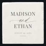 Elegant Simple Script Calligraphy Newlywed Stone Coaster<br><div class="desc">Elegant Simple Script Calligraphy Newlywed stone coaster features unique calligraphy script paired with stylish type. The black and white colour scheme is perfect for any event,  formal or casual.</div>