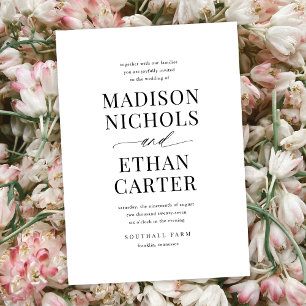 Elegant Simple Script Calligraphy Photo Wedding In Invitation