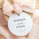 Elegant Simple Script Calligraphy Wedding Favour Tags<br><div class="desc">Elegant Simple Script Calligraphy Wedding Favour Tags features unique calligraphy script paired with stylish type. The black and white colour scheme is perfect for any event,  formal or casual.</div>