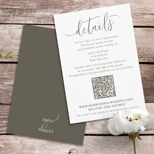 Elegant Simple Script Details Brown   QR Code Enclosure Card